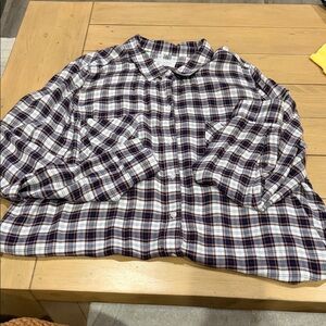 Lucky Brand Plaid Button Down Shirt - Blue and White